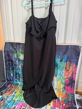 Black Draped Spaghetti-Strap Dress hi low torrid size 20